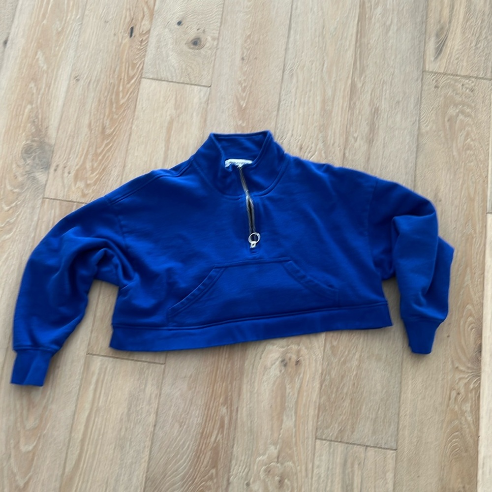 We Wore What cropped blue hoodie size small long sleeve